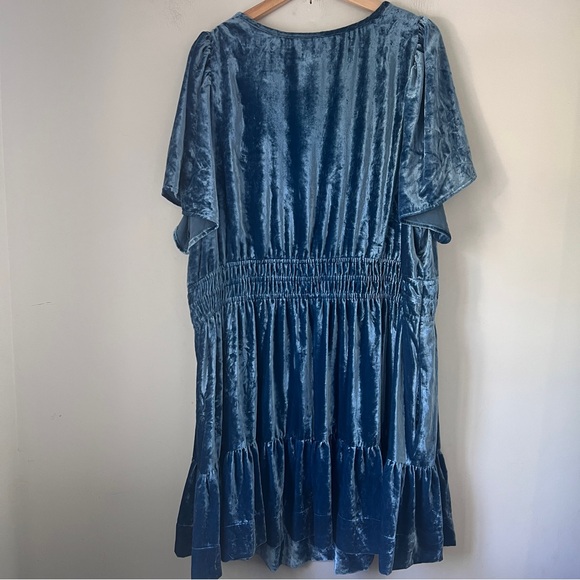 Anthropologie Blue Tiered Ruffle Mini Dress 3X - Picture 4 of 7